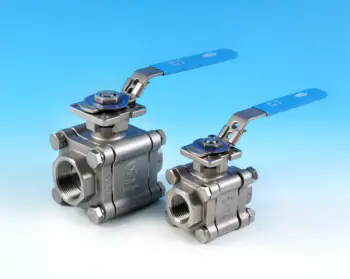 3-Pce Full Bore Heavy Duty Stainless Steel Direct Mount Ball Valve with PEEK® Seats NTC KV-L80HT/FS Screwed Ends High Temperature version