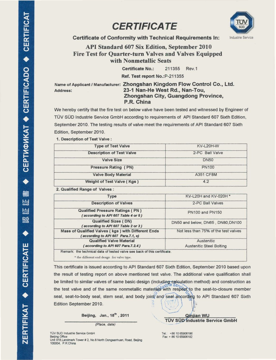 Firesafe Certificate For L20H Stainless Steel Ball Valve