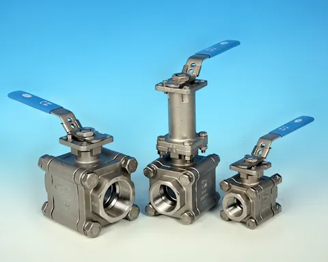 stainless steel 3-Pce Full Bore Heavy Duty Stainless Steel Direct Mount Ball Valve with PEEK® Seats